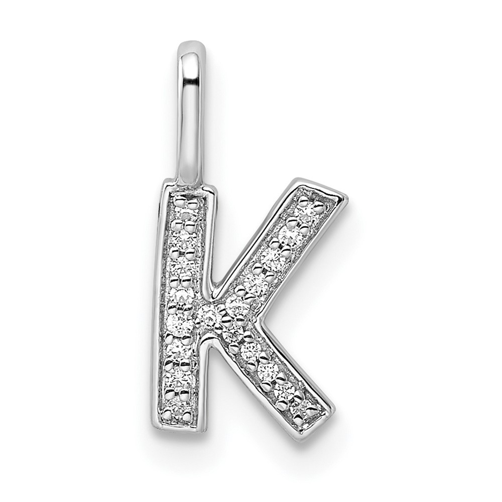 PM8367K-006-WA.jpg 14K White Gold Diamond Letter K Initial Pendant - Image 1
