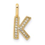 14K  Gold Diamond Letter K Initial Pendant