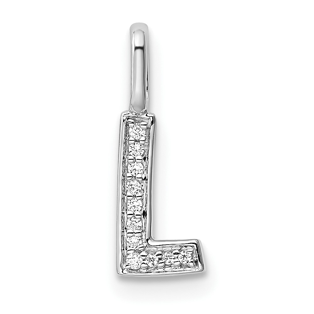 PM8367L-003-WA.jpg 14K White Gold Diamond Letter L Initial Pendant - Image 1