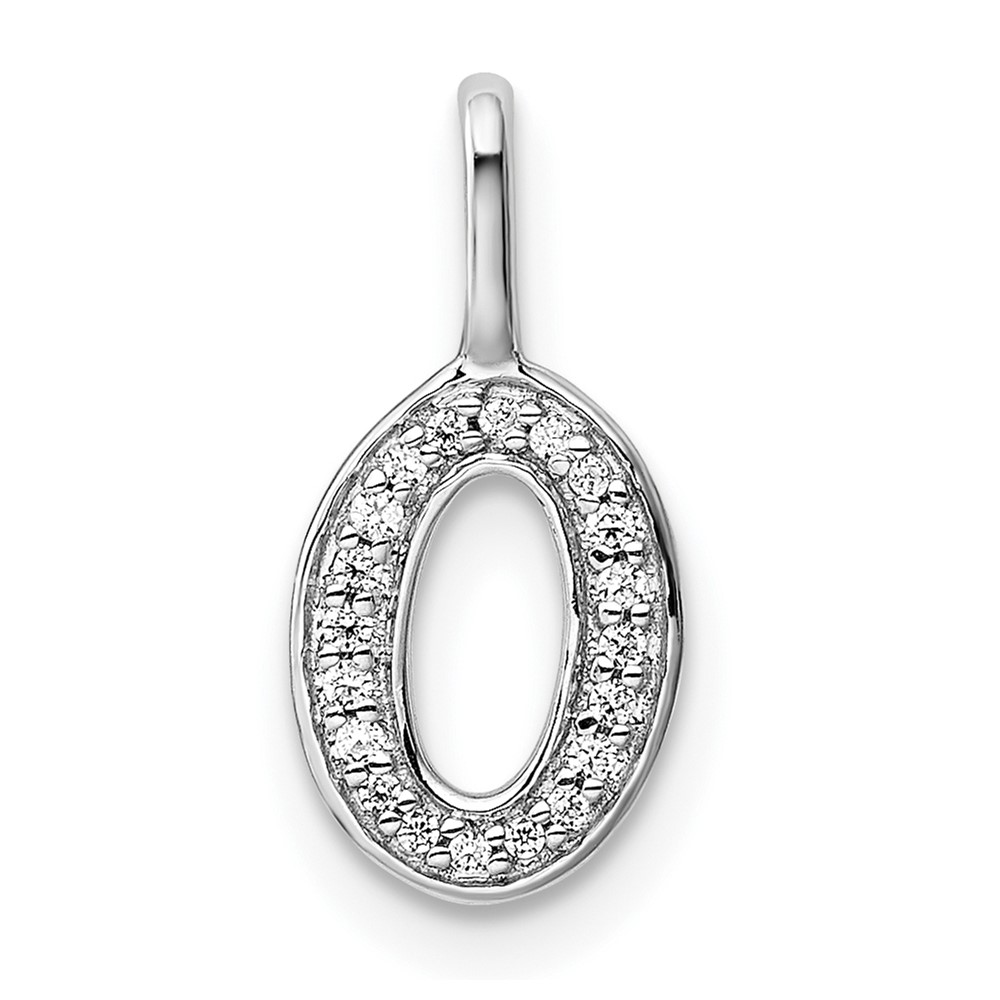 PM8367O-006-WA.jpg 14K White Gold Diamond Letter O Initial Pendant - Image 1