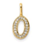 14K Gold Diamond Letter O Initial Pendant
