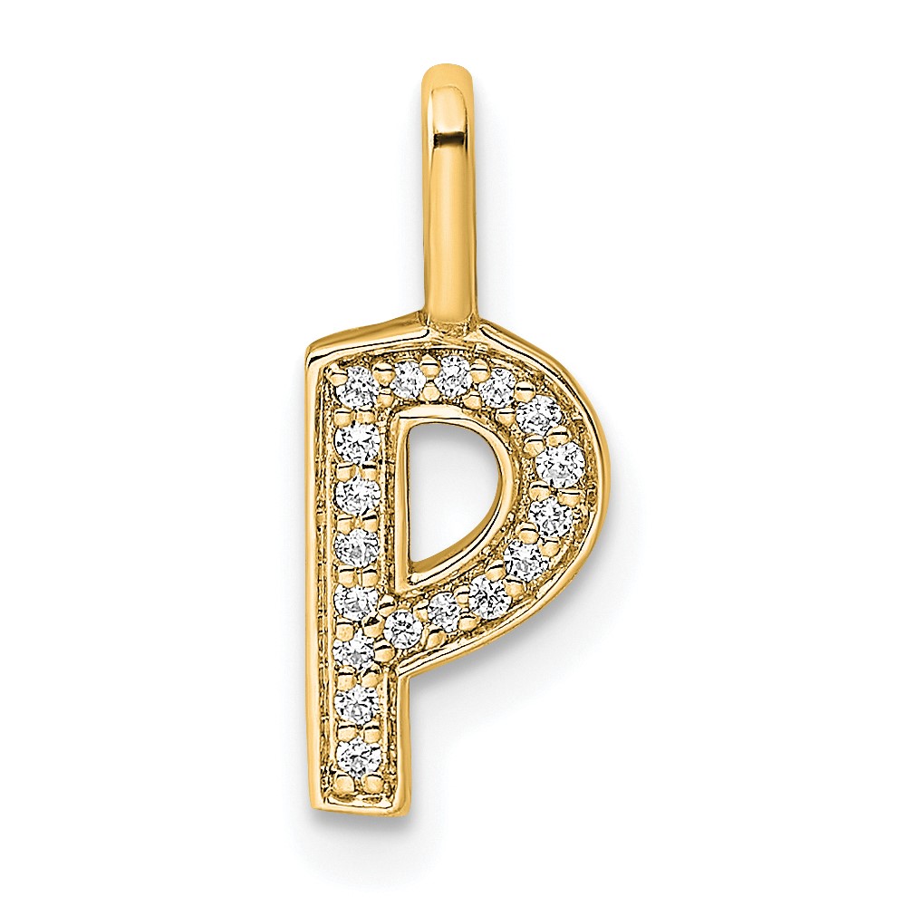 PM8367P-006-YA.jpg 14K Gold Diamond Letter P Initial Pendant - Image 1