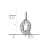 14K White Gold Diamond Letter Q Initial Pendant - Image 4