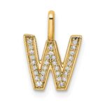 14K  Gold Diamond Letter W Initial Pendant