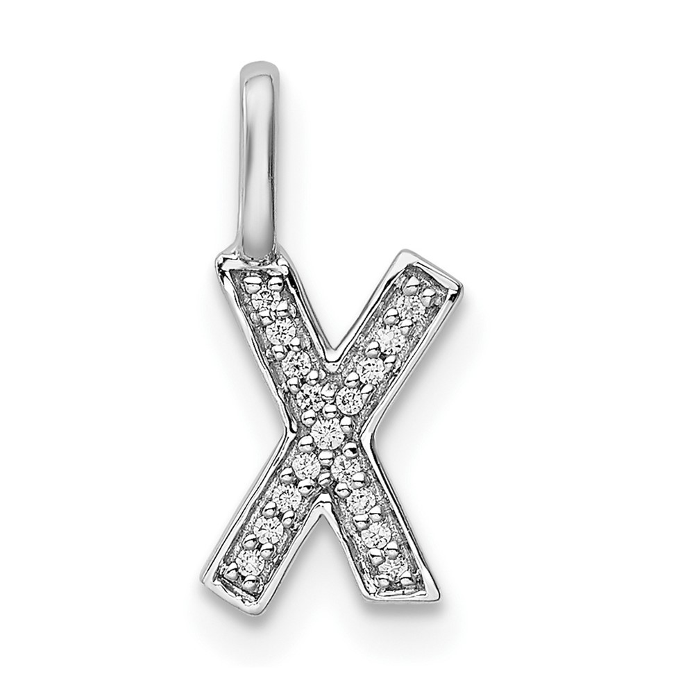 PM8367X-005-WA.jpg 14K White Gold Diamond Letter X Initial Pendant - Image 1