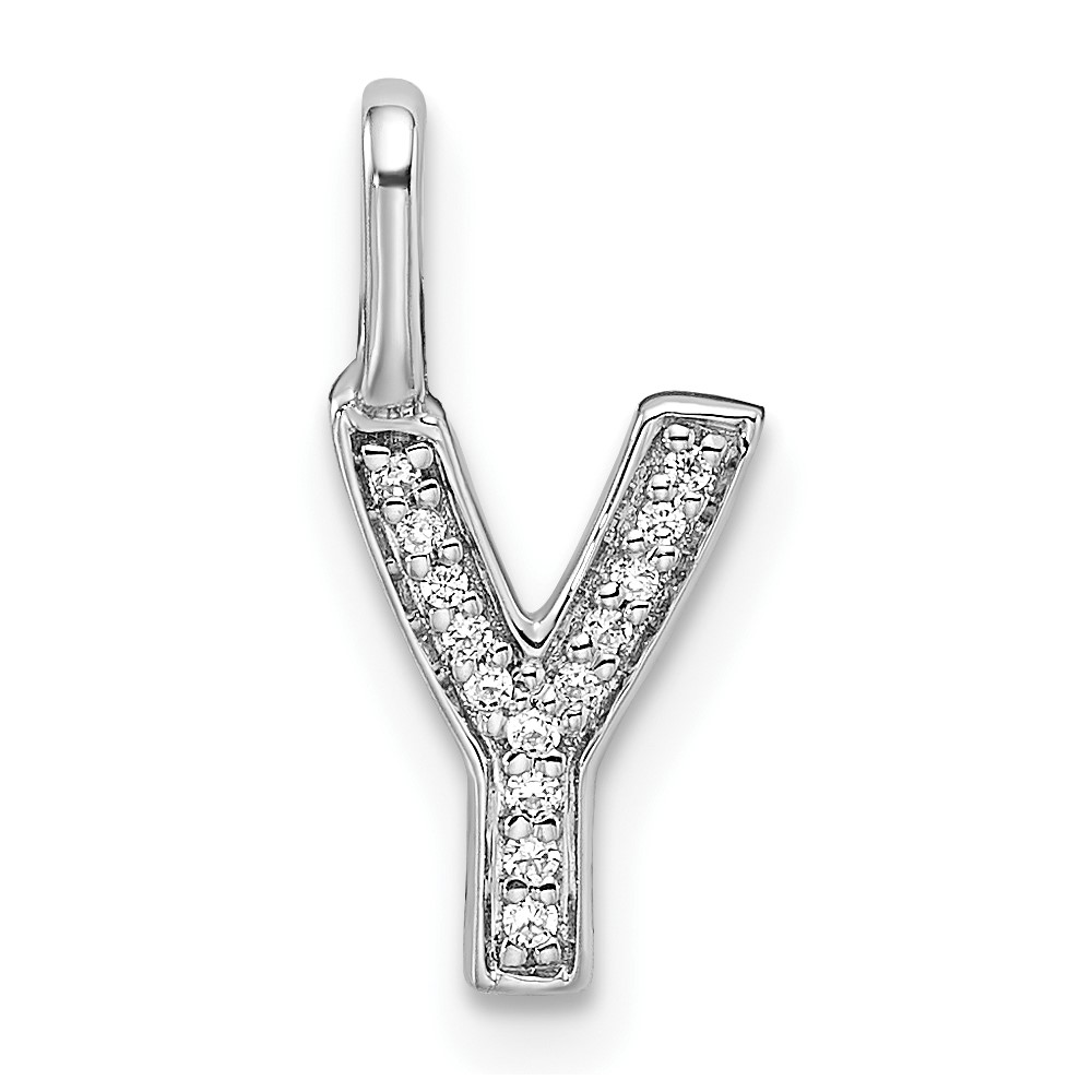 PM8367Y-004-WA.jpg 14K White Gold Diamond Letter Y Initial Pendant - Image 1