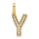 14K  Gold Diamond Letter Y Initial Pendant
