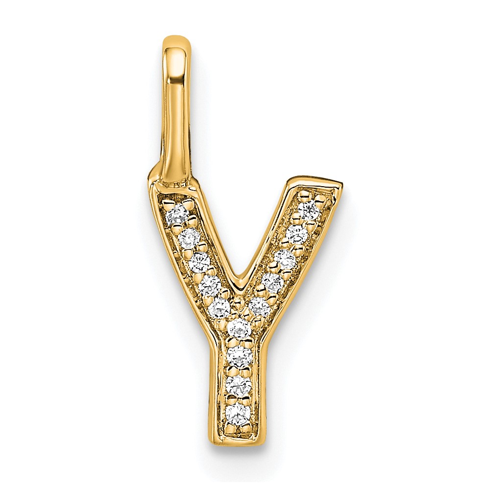 PM8367Y-004-YA.jpg 14K Gold Diamond Letter Y Initial Pendant - Image 1