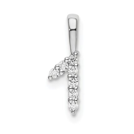 14k White Gold Diamond Number 1 Pendant