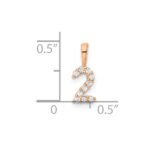 14k Rose Gold Diamond Number 2 Pendant - Image 3