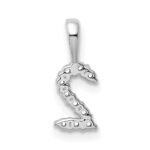 14k White Gold Diamond Number 2 Pendant - Image 4