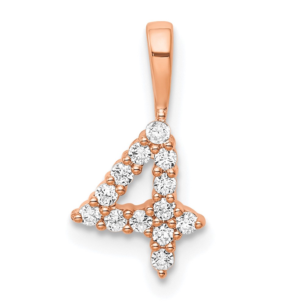 PM8369-4-013-RA.jpg 14k Rose Gold Diamond Number 4 Pendant - Image 1