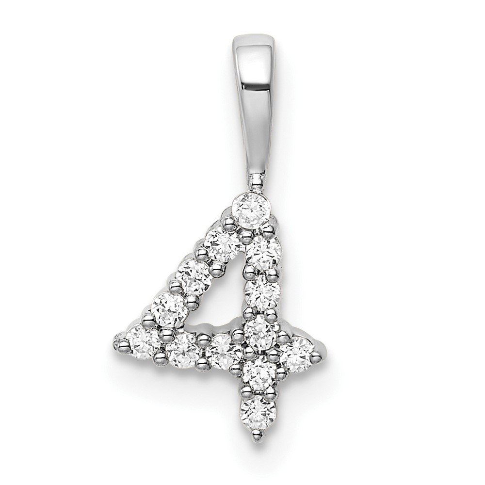 PM8369-4-013-WA.jpg 14k White Gold Diamond Number 4 Pendant - Image 1