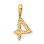 14K Diamond Number 4 Pendant - Image 4