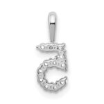 14k White Gold Diamond Number 5 Pendant - Image 4