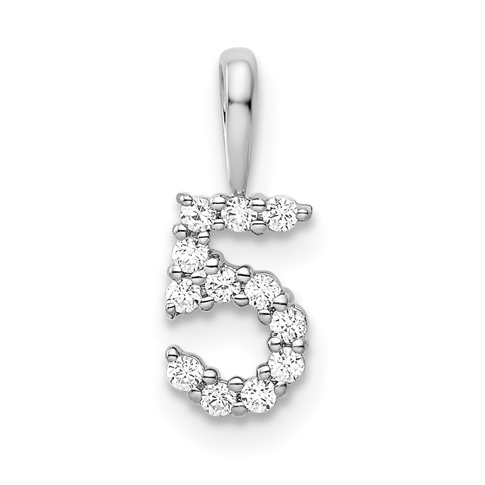 PM8369-5-012-WA.jpg 14k White Gold Diamond Number 5 Pendant - Image 1