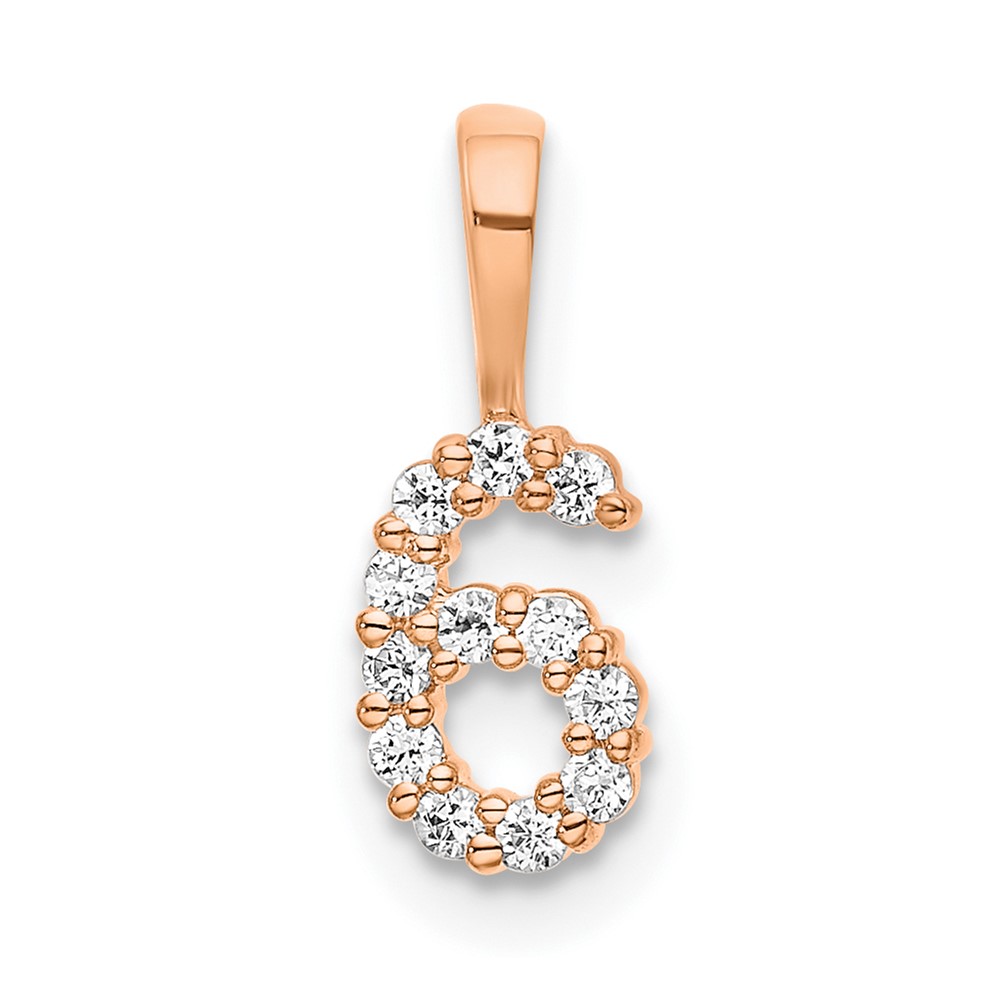 PM8369-6-011-RA.jpg 14k Rose Gold Diamond Number 6 Pendant - Image 1