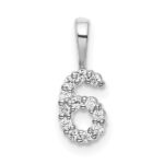 14k White Gold Diamond Number 6 Pendant
