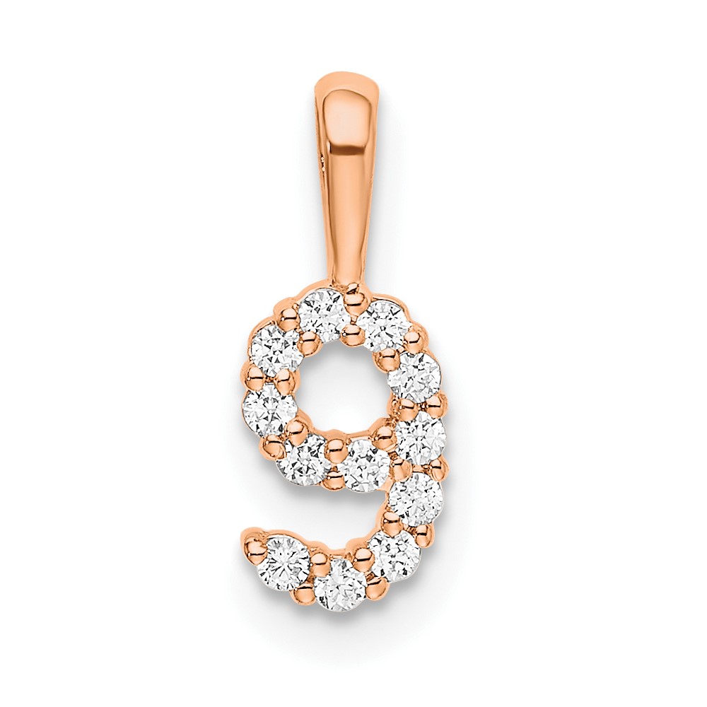 PM8369-9-012-RA.jpg 14k Rose Gold Diamond Number 9 Pendant - Image 1