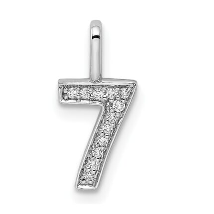 14k White Gold Diamond Number 7 Pendant