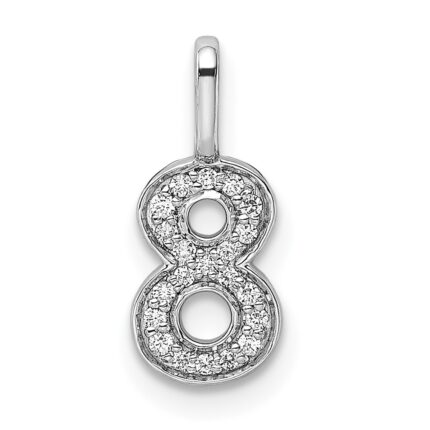 14k White Gold Diamond Number 8 Pendant