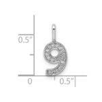 14k White Gold Diamond Number 9 Pendant - Image 3
