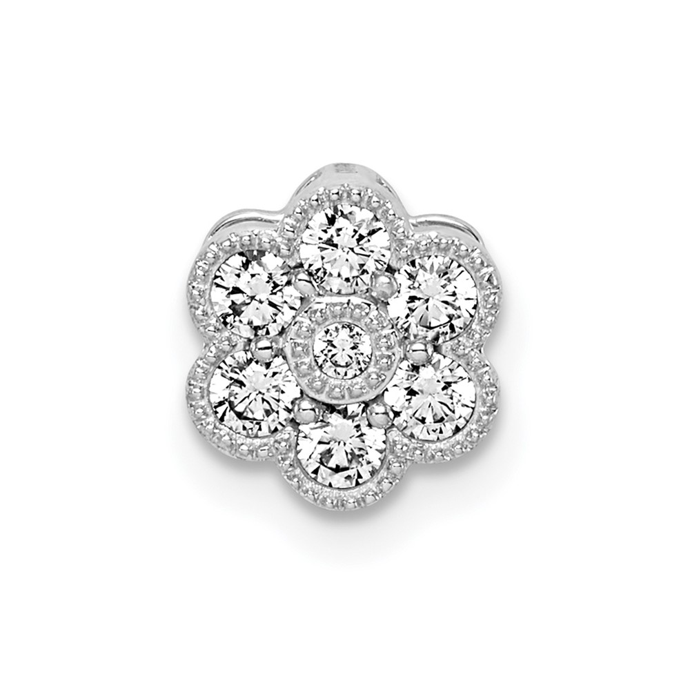 PM8466-025-WA.jpg 14k White Gold Floral 1/4 carat Diamond Chain Slide - Image 1