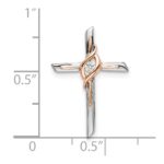 14k Two-tone White and Rose Gold Diamond Cross Chain Slide - Image 3