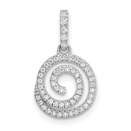 14k White Gold 1/5 carat Diamond Circle Swirl Pendant