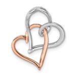 14k Two-tone White and Rose Entwined Double Heart Diamond Chain Slide - Image 4