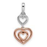 14k Two-tone White and Rose Hearts Dangle Diamond Pendant - Image 4