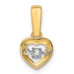 14k 1/10 carat Diamond Heart with Vibrant Moving Center Pendant - Image 4