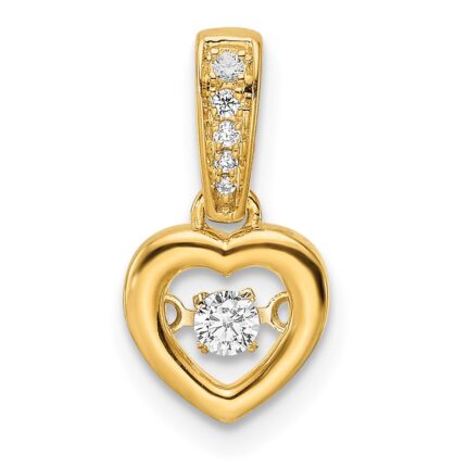 14k 1/10 carat Diamond Heart with Vibrant Moving Center Pendant