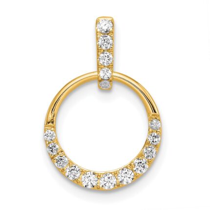 14k Polished 1/4 carat Diamond Circle Pendant