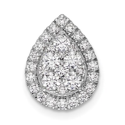 14k White Gold 5/8 carat Lab Grown Diamond VS/SI+ G+ Complete Teardrop Halo Chain Slide Pendant