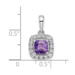 14k White Gold 1/4 carat Lab Grown Diamond VS/SI+ G+ February Birthstone Amethyst Halo Pendant - Image 4