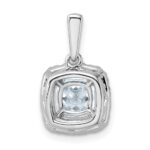 14k White Gold 1/4 carat Lab Grown Diamond VS/SI+ G+ March Birthstone Aquamarine Halo Pendant - Image 3