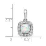 14k White Gold 1/4 carat Lab Grown Diamond VS/SI+ G+ October Birthstone Lab Created Opal Halo Pendant - Image 4