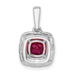 14k White Gold 1/4 carat Lab Grown Diamond VS/SI+ G+ July Birthstone Lab Created Ruby Halo Pendant - Image 3