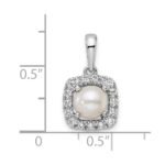 14k White Gold 1/4 carat Lab Grown Diamond VS/SI+ G+ June Birthstone Freshwater Cultered Pearl Halo Pendant - Image 4