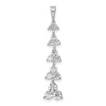 14k White Gold 1 carat Lab Grown Diamond VS/SI+ G+ Five Three Stone Cluster Bar Chain Slide Pendant