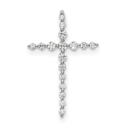 14k White Gold 1/6 carat Lab Grown Diamond VS/SI+ G+ Complete Cross Chain Slide Pendant