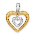 14k Two-tone 1/6 carat Lab Grown Diamond VS/SI+ G+ Complete Dangle Double Heart Pendant - Image 3