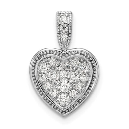 14k White Gold 3/8 carat Lab Grown Diamond VS/SI+ G+ Complete Framed Heart Pendant