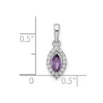 14k White Gold 1/10 carat Lab Grown Diamond VS/SI+ G+ and Amethyst February Birthstone Pendant - Image 4