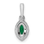 14k White Gold 1/10 carat Lab Grown Diamond VS/SI+ G+ and Lab Created Emerald May Birthstone Pendant - Image 3