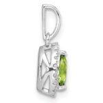 14k White Gold 1/10 carat Lab Grown Diamond VS/SI+ G+ and Peridot August Birthstone Pendant - Image 2
