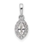 14k White Gold 1/10 carat Lab Grown Diamond VS/SI+ G+ and White Sapphire April Birthstone Pendant