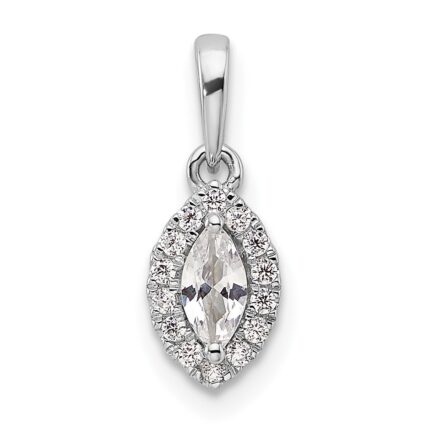 14k White Gold 1/10 carat Lab Grown Diamond VS/SI+ G+ and White Sapphire April Birthstone Pendant