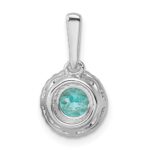 Pure Serenity 14k White Gold 1/10 carat Lab Grown Diamond VS/SI+ G+ and Lab Created Paraiba Halo Pendant - Image 3